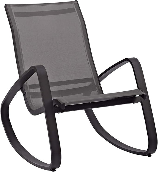 Modway Traveler Outdoor Patio Aluminum Mesh Rocking Sling Lawn Chair Glider in Black Black