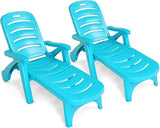 Giantex Patio Chaise Lounge Recliner on Wheels, Folding Deck Chair with Armrests, 5 Adjustable Positions for Poolside - Photo 1
