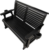 Fortune Candy Patio Glider with Cup Holders, High Roll Back and Deep Contoured Seat,Heavy Duty 800 Lb (Black, 2-Seater) - Photo 7