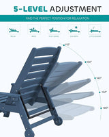 SERWALL Patio Chaise Lounge Chair, 78'' Long HDPE 5 Positions Adjustable Outdoor Lounger - Photo 4