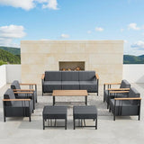 Patio Furniture Set of 8,with 10-inch Thick Cushion Outdoor Furniture Set of 8,Patio Chair Set with Sofa,Wood Grain - Photo 1