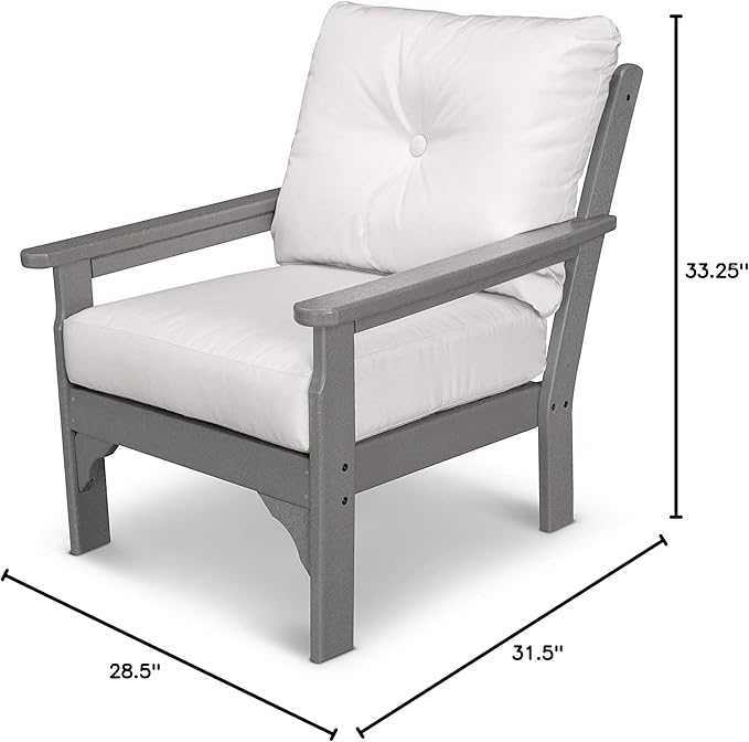 Polywood® Vineyard Deep Seating Chair in Slate Grey/Natural - Photo 3
