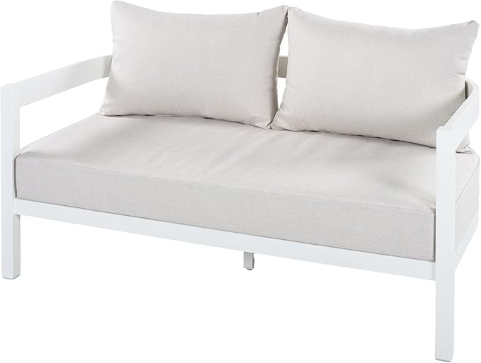 Merax 52.6" Modern Curved-Back Outdoor Aluminum Loveseat, 2-Seater Patio Sofa with Weather-Resistant Cushions for Porch - Photo 3