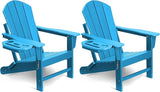 Adirondack Chair Set of 2, HDPE Folding Adirondack Chair with Multifunctional Cup Holder - Photo 1