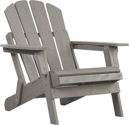 Oversize Embossed Wooden Outdoor Folding Adirondack Chair with Pre-Assembled BackRest & SeatBoard, Wood Patio Chair for Garden Backyard Porch Pool Deck Firepit