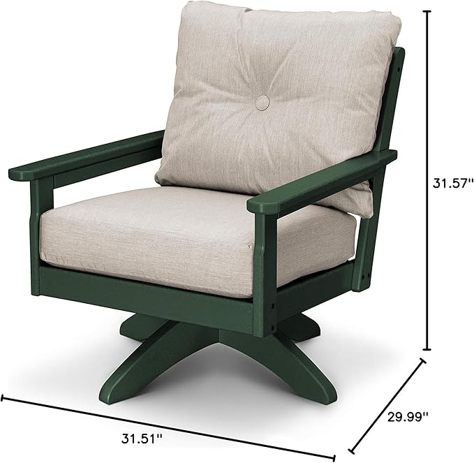 POLYWOOD® Vineyard Deep Seating Swivel Chair in Green/Cast Ash - Photo 2