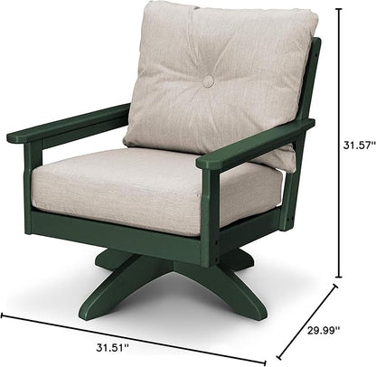 POLYWOOD® Vineyard Deep Seating Swivel Chair in Green/Cast Ash