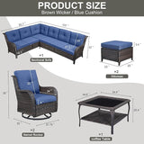 Belord 8 Piece Wicker Patio Furniture Set, Outdoor Swivel Rocker Chairs Set of 2 with Ottomans and Sectional Couch - Photo 2