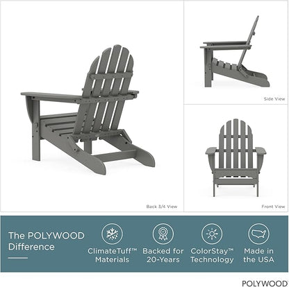 POLYWOOD AD5030GY Classic Folding Adirondack, Slate Grey