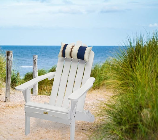 White Adirondack Chair Outdoor Patio Folding Lounge Wood Outside Deck, Porch, Lawn, Pool, Yard, Garden, Fire Pit, Heavy Duty