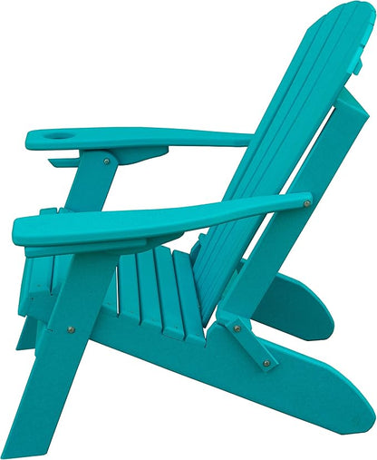 Furniture Barn USA Poly Folding Adirondack Chair with Smart Phone Holder, Aruba Blue