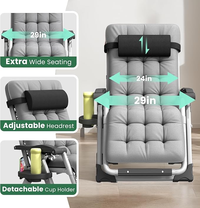 Oversized Zero Gravity Chair, XL Lounge Chair 29” Width - Photo 6