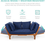 Best Choice Products Outdoor Convertible Acacia Wood Futon Sofa Furniture for Patio, Balcony, Poolside - Photo 4
