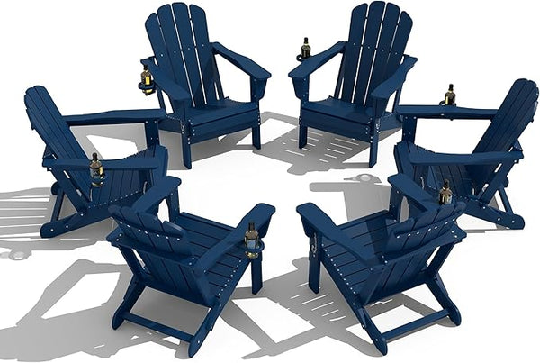 Domi Folding Adirondack Chair Set of 6, HDPE All-Weather Adirondack Chairs with Cup Holder - Photo 1