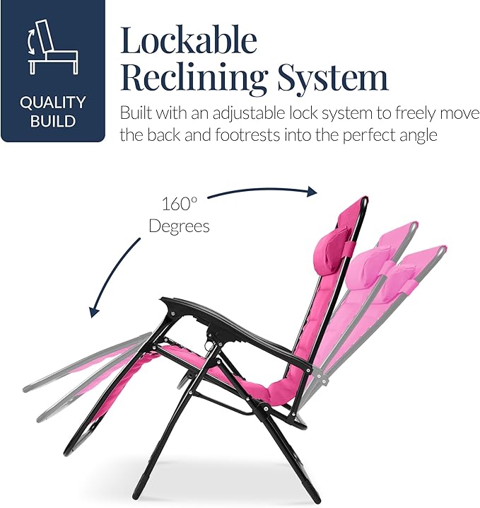 Best Choice Products Oversized Padded Zero Gravity Chair, Folding Outdoor Patio Recliner - Photo 7