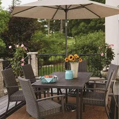 Four Seasons Courtyard Nantucket 40 x 72 Inch Rectangular Outdoor Patio Dining Table All Weather Woven Tabletop for Backyard Lawns and Decks, Brown