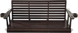 Fortune Candy Wooden Porch Swing 3-Seater, High Backrest and Deep Seat, Bench Swing with Cupholders - Photo 9
