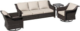 4 Pieces Patio Conversation Furniture Set - 1 Sofa, 2 Swivel Chairs, 1 Side Table - Photo 6