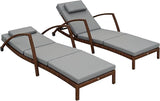 Outsunny Wicker Chaise Lounge Chair Outdoor Set of 2, 5-Position Adjustable Reclining Pool Lounge Chairs with Wheels - Photo 1