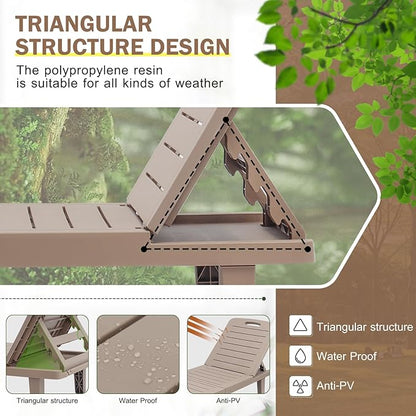 CDCASA Outdoor Chaise Lounge Set of 2, Pool Lounge Chairs w/5 Adjustable Positions & Side Tray, Waterproof Resin Lounges for Poolside,Yard,Garden,Sunbathing, for All Weather, Taupe