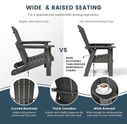 WO WESTIN OUTDOOR HDPE Laguna Adirondack Casual Patio Dining Chair,Gray