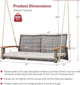 Tangkula 2-Person Outdoor Porch Swing with 118" Hanging Ropes - Photo 4