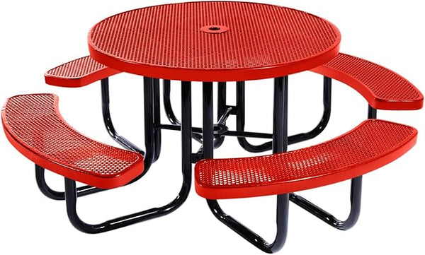 COATEDOUTDOORFURNITURE Coated Outdoor Furniture Heavy-Duty Portable Outdoor Picnic Table with Umbrella Hole - Photo 1