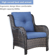 HUMMUH 3 Pieces Patio Bistro Set Wicker Patio Chairs Set of 2 with Tempered Glass Top Side Table Rattan Outdoor - Photo 5
