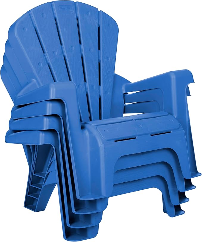 Little Tikes Kids Garden Chair 4 Pack in Blue, Outdoor Toddler Activity Adirondack Chairs for Picnic, Garden, Patio - Photo 3