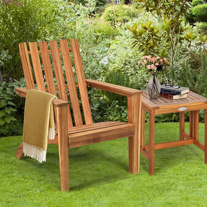 Giantex Adirondack Chair Set of 2 Acacia Wood Outdoor Chairs, 350 lbs Weight Capacity, Weather Resistant Campfire Chairs for Lawn Seating, Garden, Poolside, Balcony, Patio Adirondack Lounger