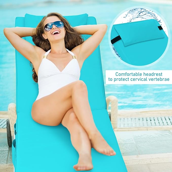 Tondiamo 2 Set Outdoor Chaise Lounge Cushions with Pillows and Storage - Photo 3