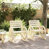Solid Fir Wood Garden Chairs Set of 2, Brown Outdoor Patio Seating with Natural Finish for Balcony Terrace Backyard - Photo 3