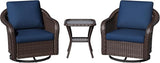 3 Piece Patio Wicker Bistro Set, 2 All-Weather Use Outdoor Wicker Swivel Chairs with PE Rattan Side Table - Photo 7