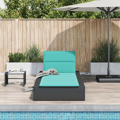 Large Black Poly Rattan Outdoor Chaise Lounge 82.7 x 39.4 in Adjustable Backrest No-Assembly Sunbed for Patio Poolside Garden Balcony