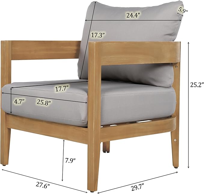 Christopher Knight Home Nadine Acacia Wood Club Chairs Set of 2, Outdoor Accent Chair, Tub Shape Design Armchair - Photo 2