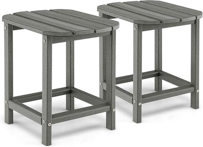 Giantex Side Table Outdoor Small Patio Table 18” Adirondack Table, Weather Resistant End Tables, Outside Square Tea Table for Patio, Backyard, Poolside, Garden, Balcony (2, Gray)