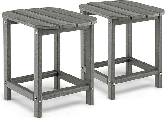 Giantex Side Table Outdoor Small Patio Table 18” Adirondack Table, Weather Resistant End Tables, Outside Square Tea Table for Patio, Backyard, Poolside, Garden, Balcony (2, Gray)