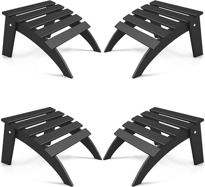 FOOWIN Folding Adirondack Ottoman Set of 4, HDPE All Weather Adirondack Footrests, Ottoman for Adirondack Chair,Patio Footstool for Outside Easy Storage,for Patio, Backyard, Porch, Garden, Black