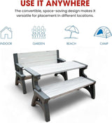 Convert-a-Bench 2-in-1 Outdoor Bench & Picnic Table - Foldable, Weather-Resistant Seating - Perfect for Patio, Lawn - Photo 6