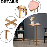 HollyHOME Small Round Metal End Table, Accent Indoor&Outdoor Coffee Side Table, Snack Sofa Table for Living Room - Photo 7