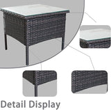 Outdoor Patio Wicker Table, Rattan Side Table, Modern Patio End Side Table with Glass Countertop and Storage Space - Photo 7