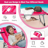 Giantex Set of 2 Tanning Chair, 5-Position Adjustable Beach Chair with Face & Arm Hole, Hand/Shoulder Strap - Photo 7