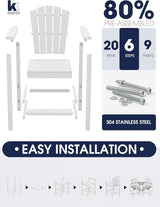 KINGYES Tall Adirondack Chair Set of 4 with 9FT Umbrella - Photo 5