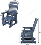 Poly Lumber Patio Glider for One Person, with Cup Holders, High Backrest and Deep Contoured Seat, HIPS Material - Photo 2