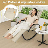 Tangkula Rocking Lounge Chair Outdoor, Zero Gravity Chaise Lounger with Removable Headrest, Fabric Backrest & Seat - Photo 8