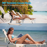 Giantex Outdoor Folding Chaise Lounge, Portable Tanning Chair with 5 Adjustable Positions, 360°Rotatable Canopy Shade - Photo 8