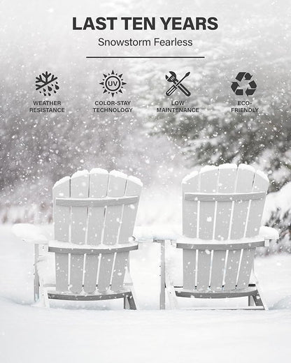 YEFU Adirondack Chairs Set of 2 Plastic Weather Resistant, Outdoor Chairs 5 Steps Easy Installation, Like Real Wood, Widely Used in Outdoor, Patio, Lawn, Fire Pit, Deck, Outside, Chairs (White)