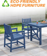Patio Dining Chair Set of 2, HDPE Outdoor Dining Chair, Ergonomic HDPE Dining Chairs with Deep Seating - Photo 5