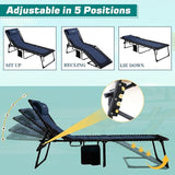 Outdoor Folding Lounge Chair Padded for Adults 264Ibs Patio Chaise Lounge Chair for Outside Adjustable 5-Position - Photo 4