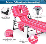 GYMAX Tanning Chair, Folding Beach Lounger with Face Arm Hole, Adjustable Backrest, Side Pocket & Carry Handle - Photo 5